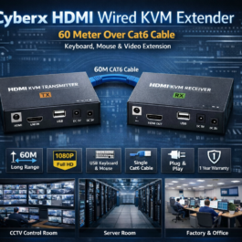 Cyberx HDMI Wired KVM Extender – 60 Meter Over Cat6 Cable (Keyboard, Mouse & Video Extension)